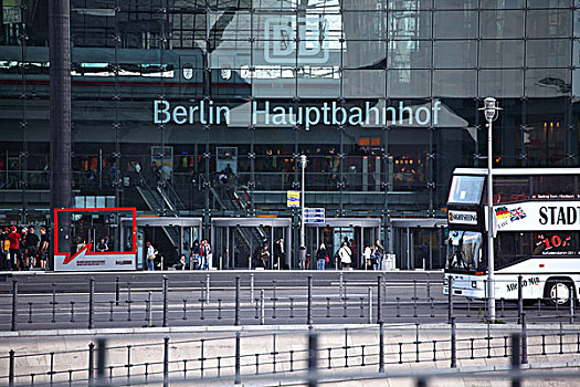 德国,柏林,中央火车站,火车站,法兰克福火车站,入口,巴士