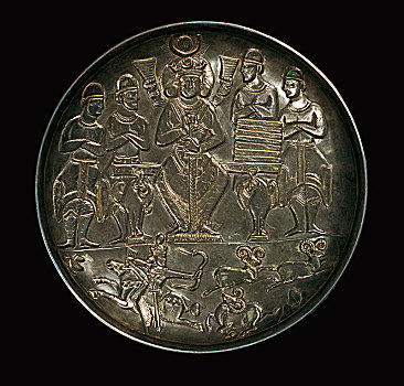 盘子,展示,国王,6世纪,艺术家,未知
