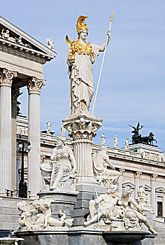 奥地利,议会,建筑,维也纳,道路,雕塑,智神星,雅典娜,欧洲