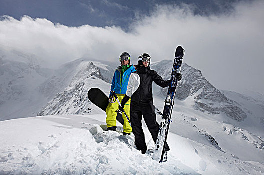 滑雪板玩家,滑雪,瑞士,欧洲