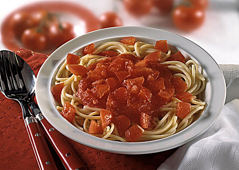 意大利面,番茄酱,块状,西红柿