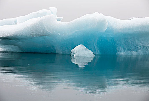 蓝色,冰山,排列,静水,杰古沙龙湖,冰岛