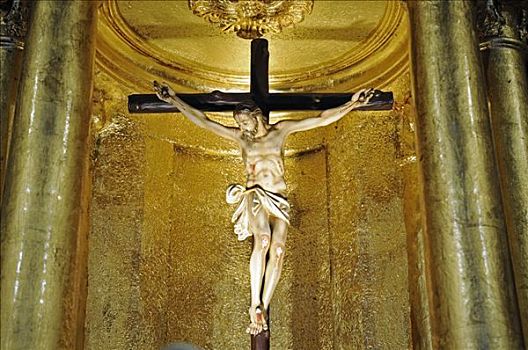 耶稣十字架,雕塑,耶稣,悬挂,十字架,康塞普西翁,教堂,阿利坎特,白色海岸,西班牙