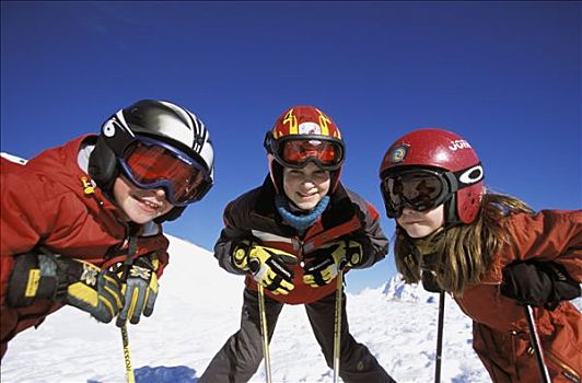 孩子,滑雪,雪,头盔,面具