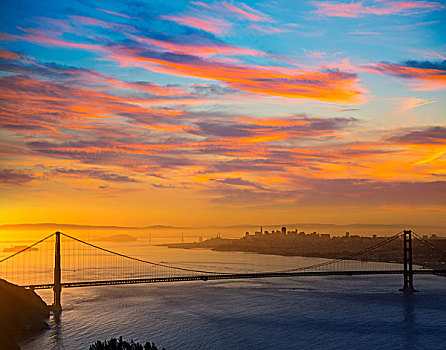 金门大桥,旧金山,日出,加利福尼亚,海岬