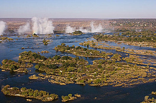 维多利亚瀑布,赞比西河,赞比亚,津巴布韦,边界