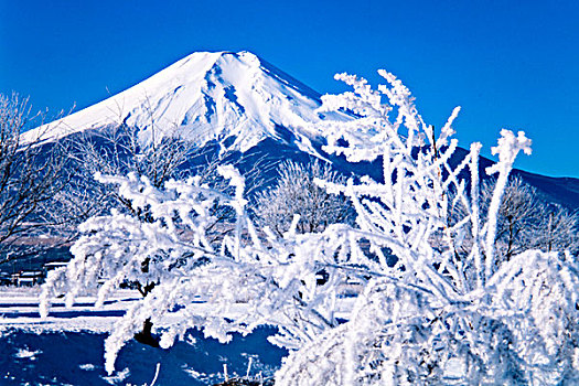 模糊,冰,山,富士山