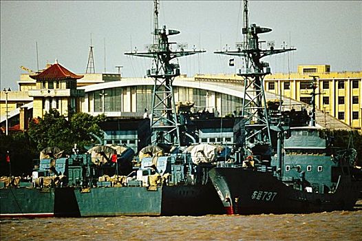 通讯塔,军舰,上海