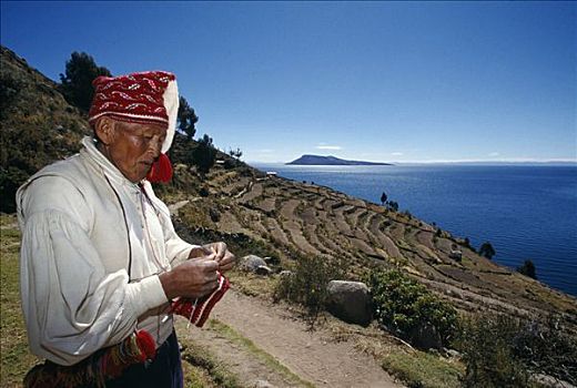 塔丘勒岛,男人,编织品,帽子,白天
