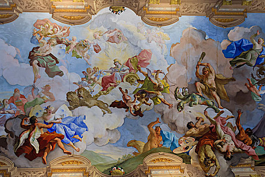 绘画,天花板,大理石,大厅,梅克,教堂,奥地利