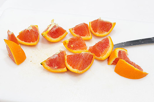 切削,片,橙色,案板