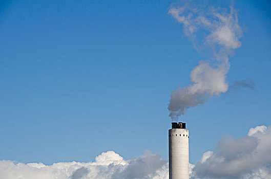 烟,排放,工业建筑,天空