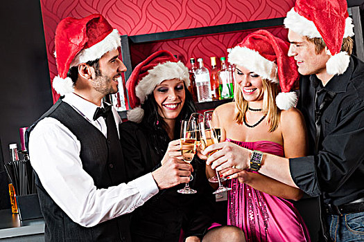 圣诞聚会,朋友,酒吧,干杯,香槟