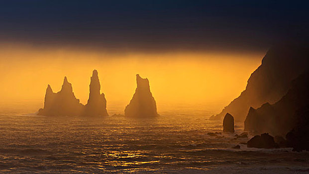 日落,靠近,南方,区域,冰岛,欧洲