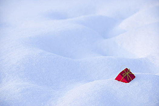 红色,圣诞礼物,雪地,艾伯塔省,加拿大