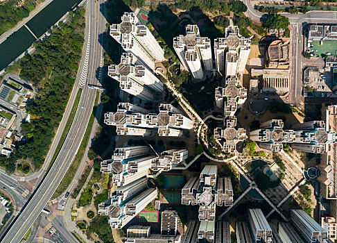 俯视,香港,城市
