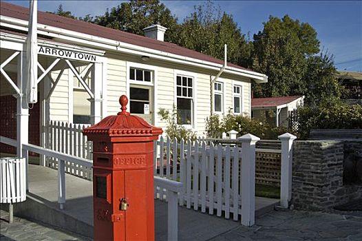 红色,邮箱,古建筑,淘金热,城镇,南岛,新西兰
