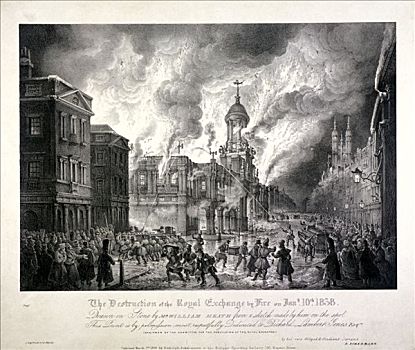 伦敦交易所,火,1838年,艺术家