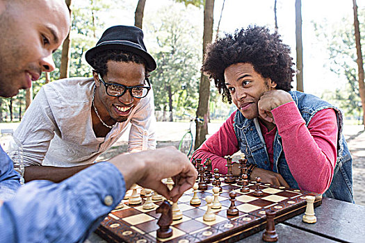 玩,下棋,公园