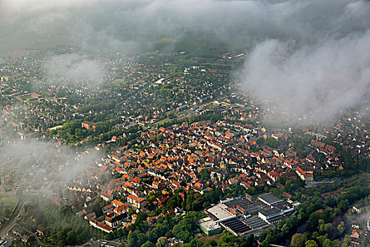 俯视,风景,老城,北莱茵威斯特伐利亚,德国,欧洲