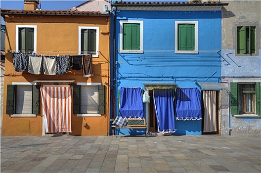 彩色,布拉诺岛,意大利,墙壁,窗户