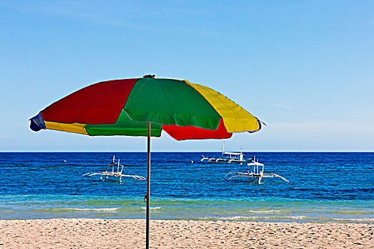 伞,海滩,薄荷岛,菲律宾