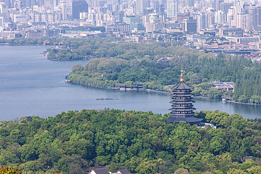 俯瞰春天的雷峰塔