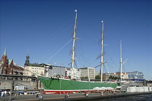 历史,帆船,卧,汉堡港,汉堡市,德国