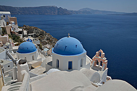 边缘,屋顶,锡拉岛,基克拉迪群岛,希腊群岛,希腊,欧洲