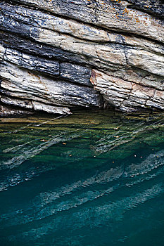 层次,石头,反射,蓝绿色,湖,艾伯塔省,加拿大