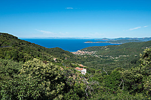 风景,山村,岛屿,厄尔巴岛,省,里窝那,托斯卡纳,意大利,欧洲