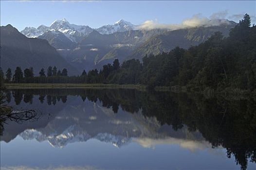 湖,反射,库克山,靠近,狐狸,乡村,新西兰
