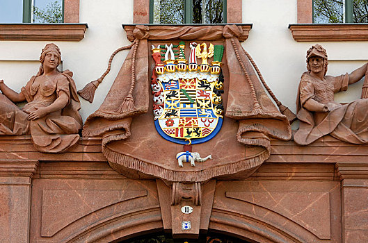 纹章,地区,法院,建筑,阿尔滕堡,图林根州,德国,欧洲