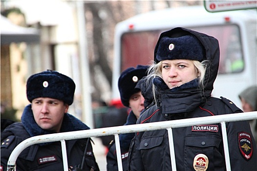 女人,警察,俄罗斯,冬天,制服