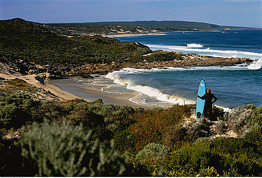 冲浪,站立,岸边,玛格丽特河,澳大利亚