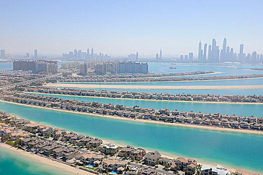 航拍,手掌,摩天大楼,背景,棕榈群岛,迪拜,阿联酋