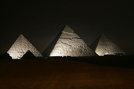 吉萨金字塔,夜晚,埃及,北非,非洲