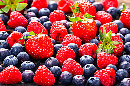 水果,背景,草莓,树莓,蓝莓