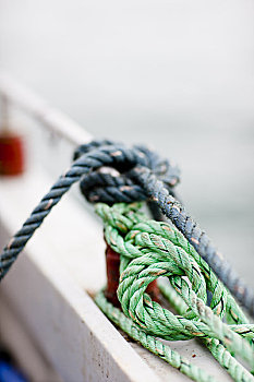 特写,打结,绳索,渔船