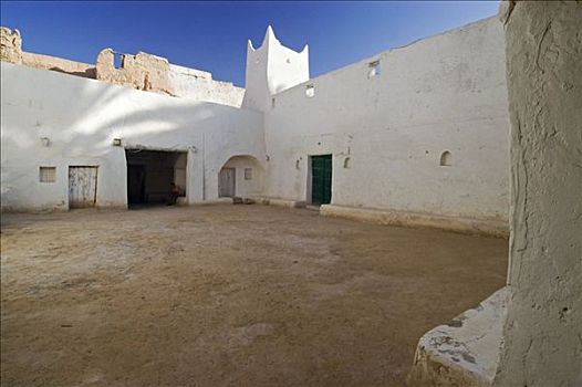 白色,清真寺,历史,中心,加达梅斯,世界遗产,利比亚