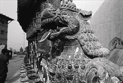 雕塑,猴神庙,加德满都,尼泊尔