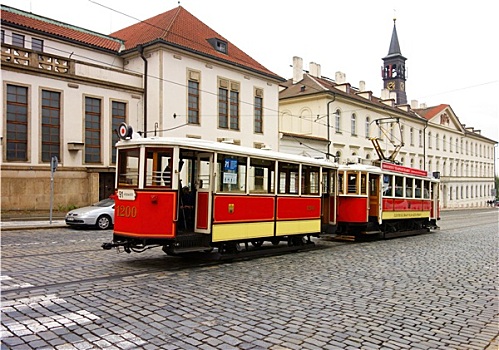 历史,博物馆,有轨电车,街道,布拉格,捷克共和国