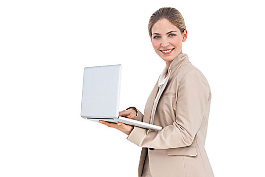 微笑,职业女性,笔记本电脑