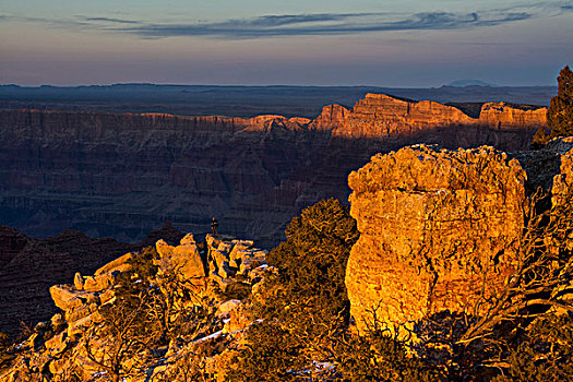 远足,日落,南缘,大峡谷国家公园,亚利桑那,美国