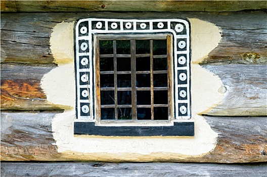 特写,窗,特色,乌克兰人,老式,房子