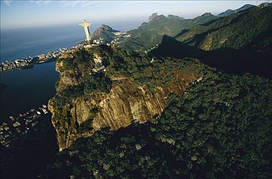 救世主,塔,上方,英亩,一个,城市,树林,里约热内卢,大西洋,生态系统,巴西