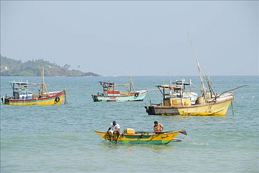 彩色,渔船,海岸,印度洋,斯里兰卡,南亚,亚洲