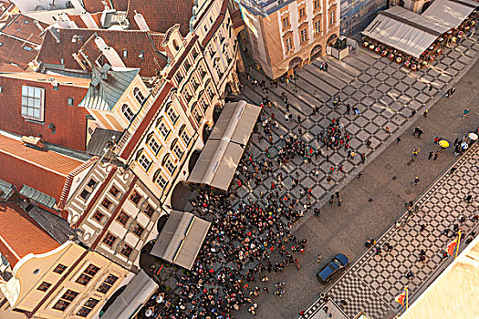 俯视,老城广场,布拉格,捷克共和国