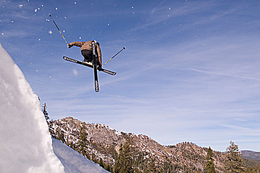 滑雪者,技巧,跳跃,地形,公园,滑雪区