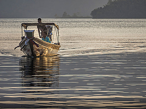 船,湖,国家公园,苏拉塔尼,省,泰国,亚洲